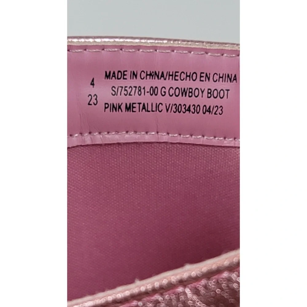 Old Navy Womens Sz 4 Pink‎ Metallic Arizona Embroidered Western Boots